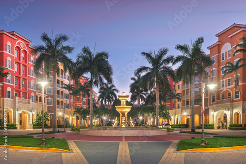 Naples, Florida, USA Downtown Cityscape and Square