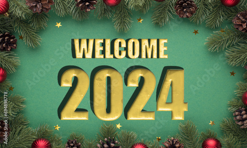 NEW YEAR 2024 ILLUSTRATION BACKGROUND DESIGN © Devri