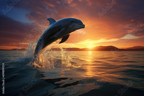 An Irrawaddy dolphin leaps from the warm waters of the Andaman Sea