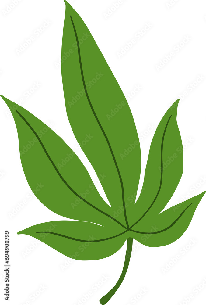 Naklejka premium simplicity cannabis leaf freehand drawing flat design.