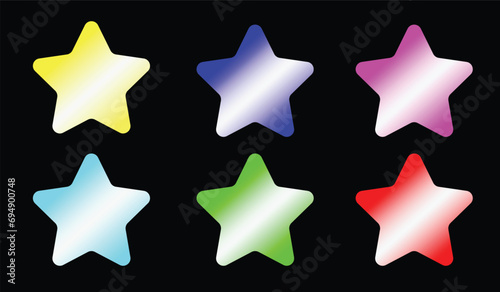 Collection of star geometric shapes, Colorful, minimalist and abstract symbols. Isolated vector and decorative patterns.