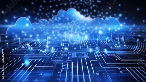 Digital data processing in the virtual cloud abstract background