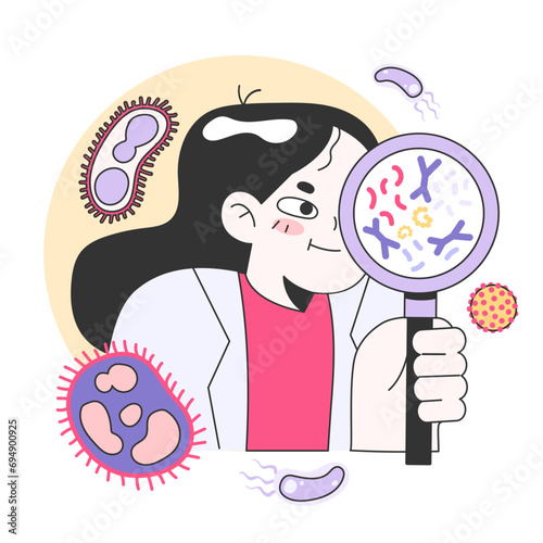 Medical research. Biotechnology, medicine and pharmacology development. Innovative technologies, clinical trials and tests. Flat vector illustration
