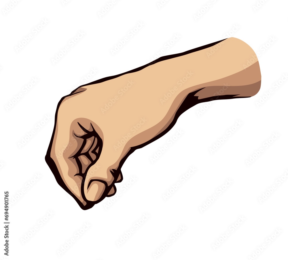 A hand is holding a pinch of salt. Vector drawing A hand is holding a pinch of salt. Vector drawing