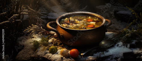 A bowl of soup and stew, winter food