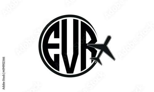 EVR three initial letter circle tour & travel agency logo design vector template. hajj umrah agency, abstract, wordmark, business, monogram, minimalist, brand, company, flat, tourism agency, tourist photo