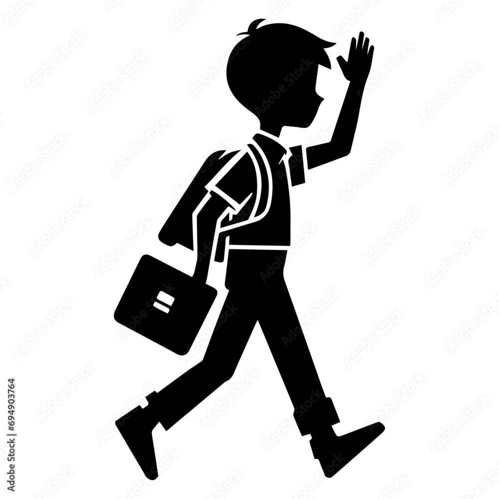 A child Going to School Vector silhouette, Child going to school silhouette A child Going to School Vector silhouette, Child going to school silhouette