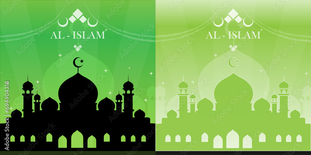 Mosque Islam, simple mosque picture with green white and black color
