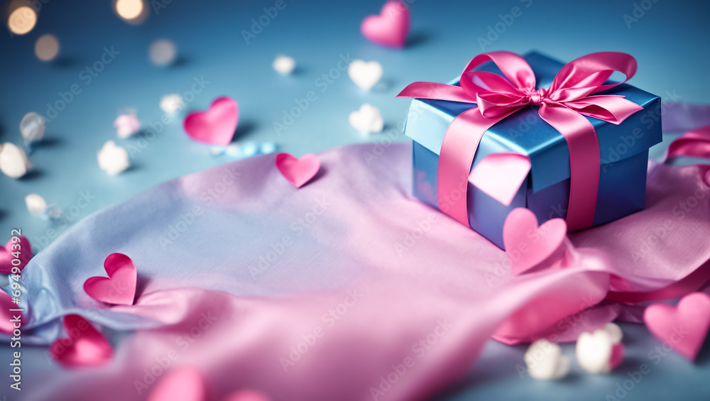 Beautiful box, hearts, silk bow celebration Beautiful box, hearts, silk bow celebration