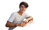 Teenager Boy Relishing a Picnic with a Seafaring Twist Isolated on Transparent Background PNG.