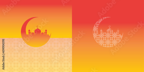 Canvas Print Mosque islam with yellow, orange color and Pattern.