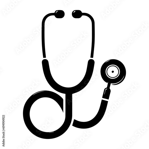 stethoscope Icon vector art illustration black color, Medical Icon vector silhouette