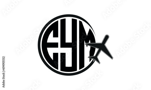 EYM three initial letter circle tour & travel agency logo design vector template. hajj umrah agency, abstract, wordmark, business, monogram, minimalist, brand, company, flat, tourism agency, tourist