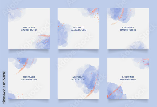 abstract background design for social media insta story feed post. purple blue watercolor hand drawn object. copy space for text. instagram square flyer banner