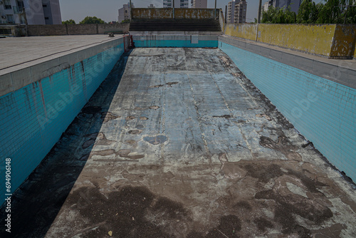 abandoned pool on a terrace