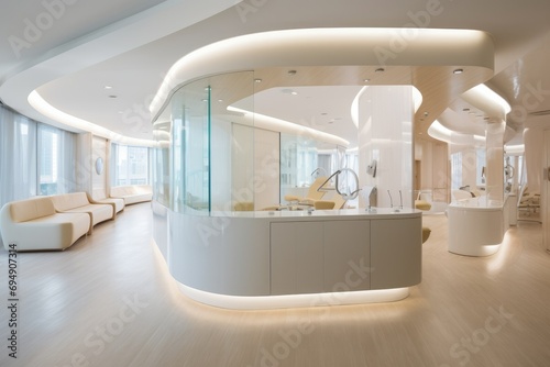 Modern dental office, Dental clinic chair in hospital bed, room, chair, window, Ai generated photo