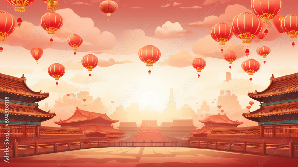 Red background for Chinese New Year, a festival for China. Copy space.