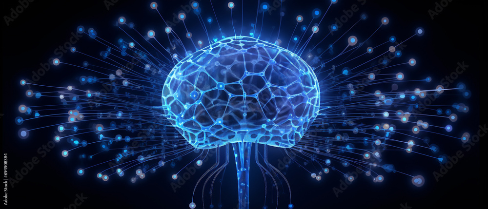 technological network in the shape of human brain symbolizing AI technological network in the shape of human brain symbolizing AI