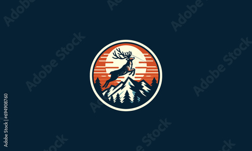 deer jump on mountain vector artwork design