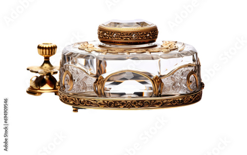 Antique Crystal Inkwell On Isolated Background