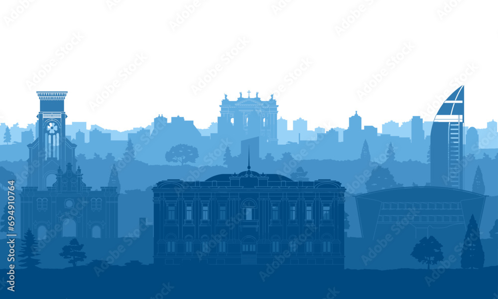 Uruguay famous landmarks by silhouette style,vector illustration - obrazy, fototapety, plakaty 
