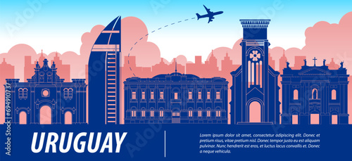 Uruguayfamous landmark silhouette style,vector illustration
