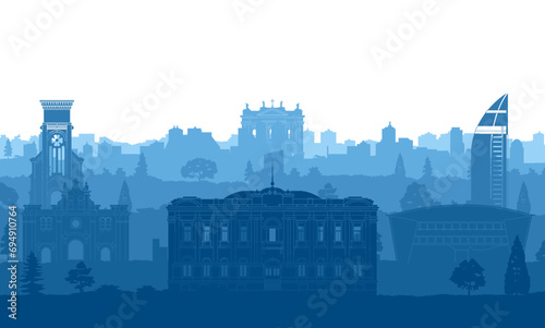 Uruguay famous landmarks by silhouette style vector illustration