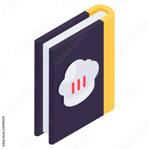 An isometric design icon of cookbook