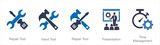A set of 5 Mix icons as repair tool, hand tool, repair tool
