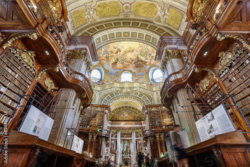 Austrian national baroque library state hall. Vienna famous cultural landmark photo