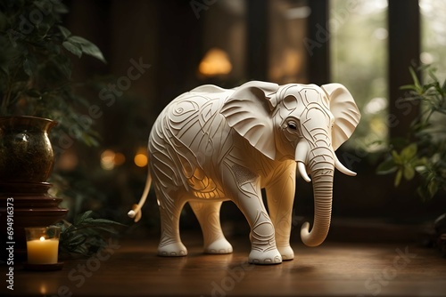 Wooden Foundation: Elephant Statue Close