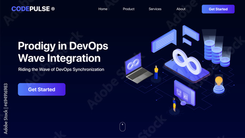 DevOps hero screen concept. DevOps illustration