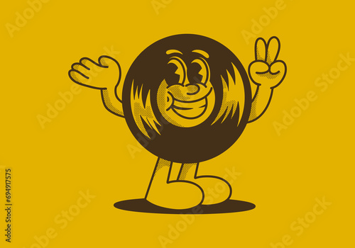 Character illustration of vinyl with happy expression