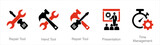 A set of 5 Mix icons as repair tool, hand tool, repair tool