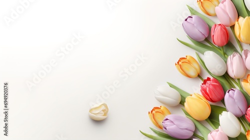 Easter background with Easter eggs and spring flowers.illustration