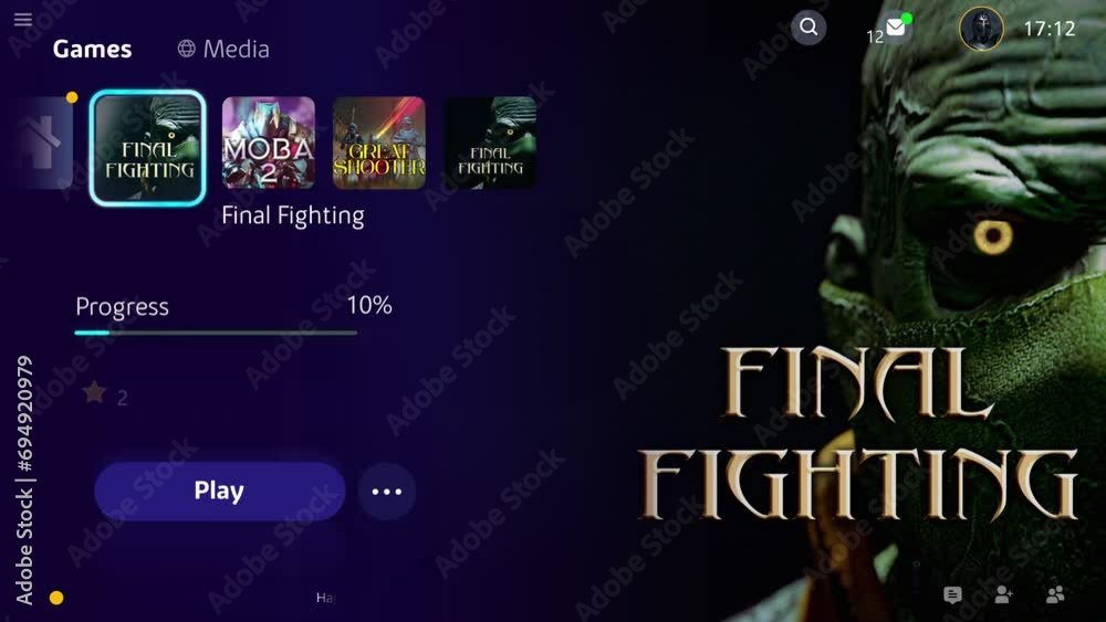 Selecting the fake console game from the launcher menu. Spawning on the map of an army action fake console game. Eliminating the online enemies in the round of a multiplayer fake console game.