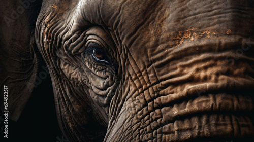photo capturing the focused eyes of a majestic wild elephant