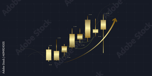 Golden and luxury Stock market charts and forex trading graph in up trend concept for financial investment or Economic trends business idea. Abstract finance background