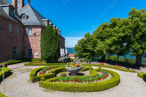 Klostergarten beim Kloster Hohenburg auf dem Mont Sainte-Odile bei Ottrott. Departement Bas-Rhin in der Region Elsass in Frankreich photo