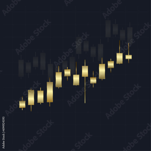 luxury, gold graph for Stock market charts and forex trading graph in up trend concept for financial investment or Economic trends business element, objects