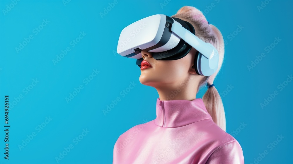 Woman using VR-goggles