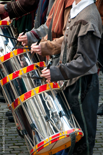 Geneva, Switzerland, Europe - Escalade - patriotic ceremony on December 11th and 12th, celebrating victory over French army in December 1602, show with drums in medieval costumes