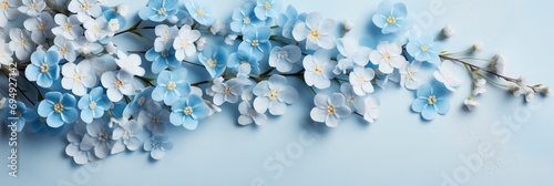 Elegant Cluster of Forget Me Nots on Antique Parchment Serene Blue Hues and Vintage Background for Valentines Day Theme