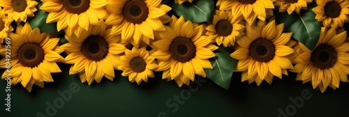 Radiant Golden Sunflower with Yellow and Green Hues St Valentines Day Themed Background photo