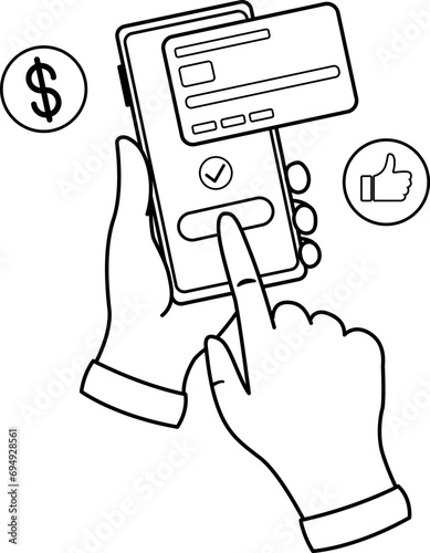 Online Payments in Mobile Phone for Coloring. Electronic Payment by Credit Card. Mobile Banking Application. Online Banking. Business and Finance