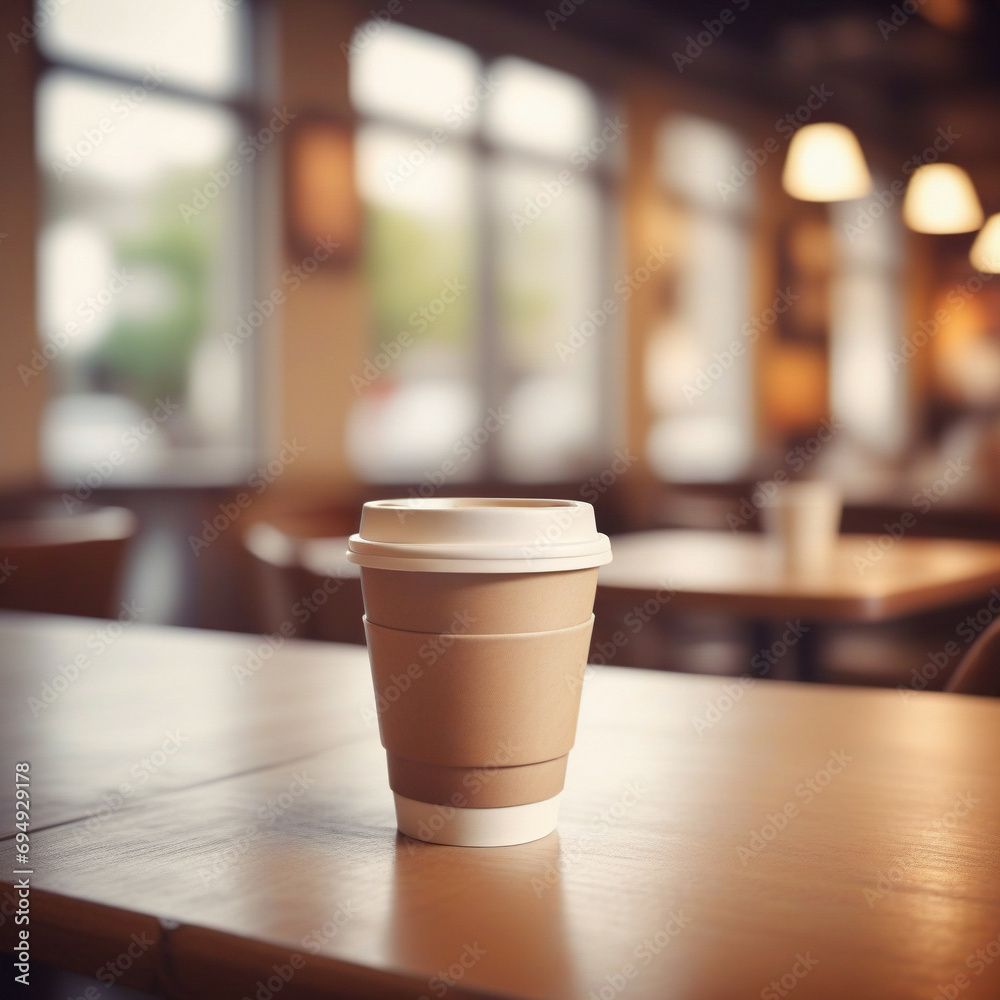 recycled ice coffee cup on the table in a coffee shop. ai generative recycled ice coffee cup on the table in a coffee shop. ai generative