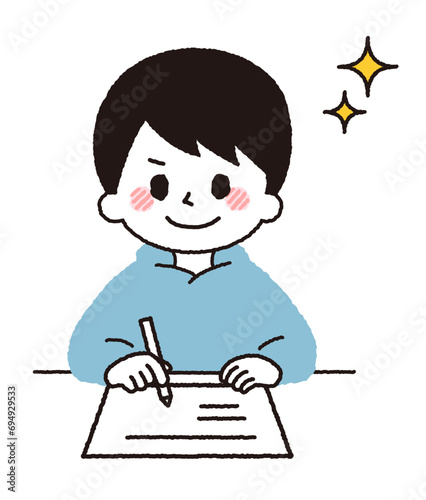 勉強をしている子供のイラスト。