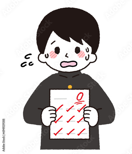 テストの結果。0点をとる学生。
