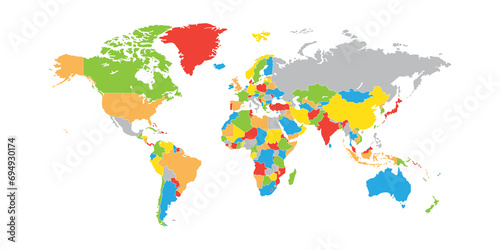 Colorful map of world in high resolution © PNG Love