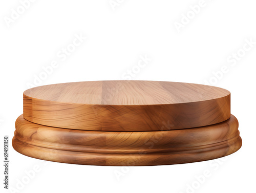 Wooden Round Podium, isolated on a transparent or white background